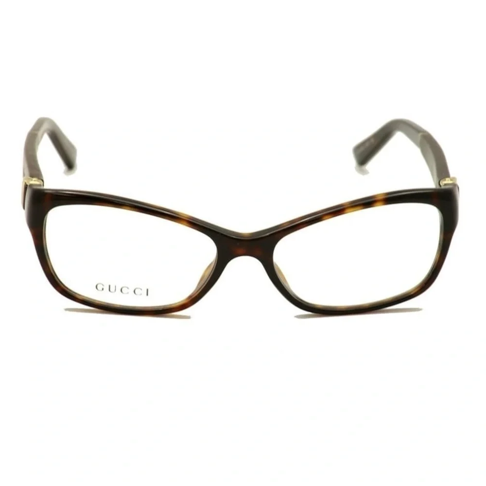 Gucci Full Rim Frame Glasses for Women Brown Tortoiseshell Frame & Leather Sides